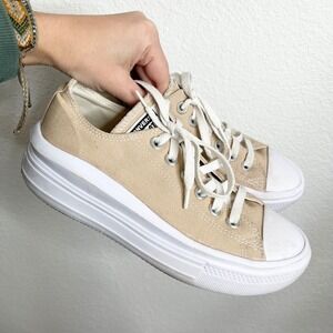 Converse Chuck Taylor All Star Move Platform Sneakers Beige Womens 7